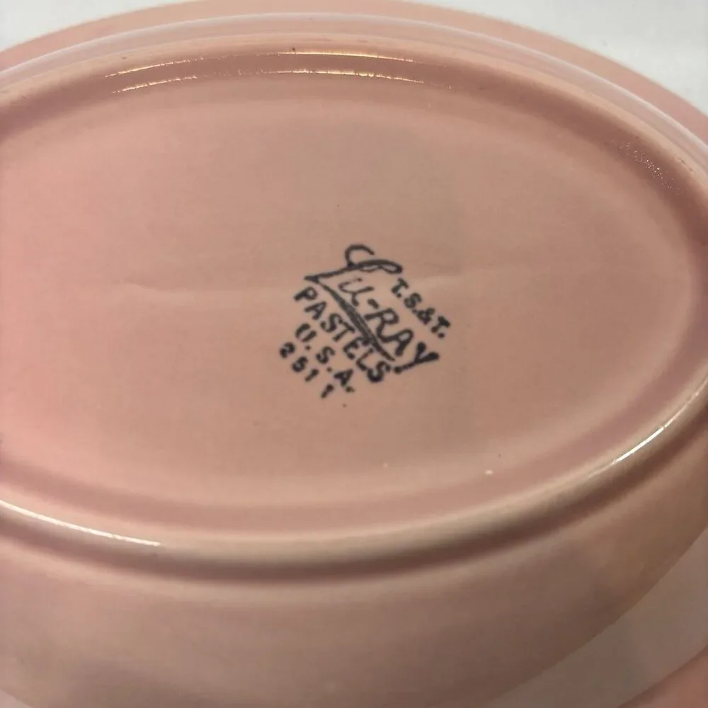 Vintage MCM Taylor Smith LU-RAY PASTELS Pink Oval Vegetable Serving Bowl